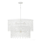 Capital Lighting 352971WE Matte White 27w X 30.5h 7-light Lasercut Two-tier Metal Pendant In Matte White Modern Motif Image 1