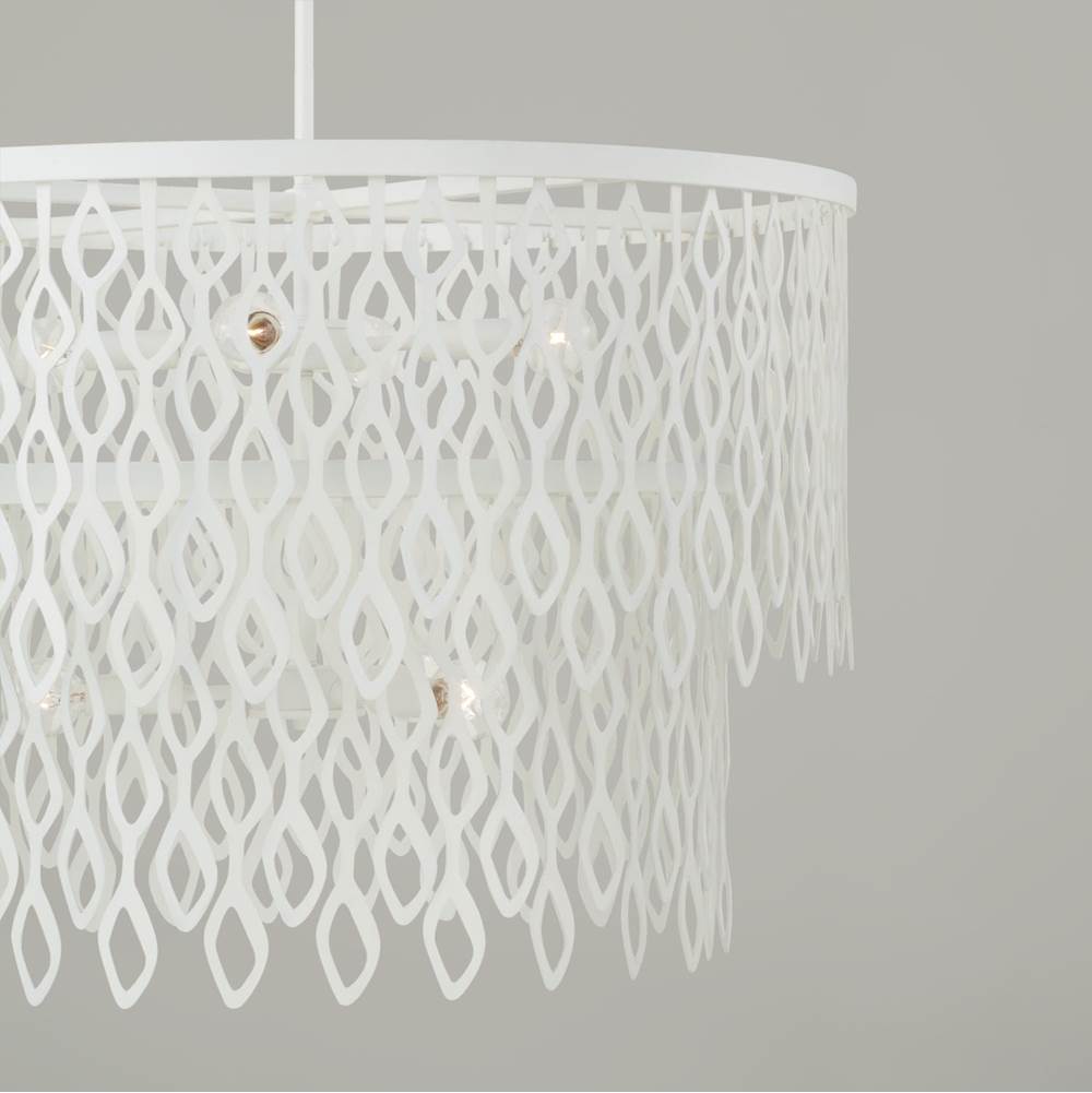 Capital Lighting 352971WE Matte White 27w X 30.5h 7-light Lasercut Two-tier Metal Pendant In Matte White Modern Motif Image 2