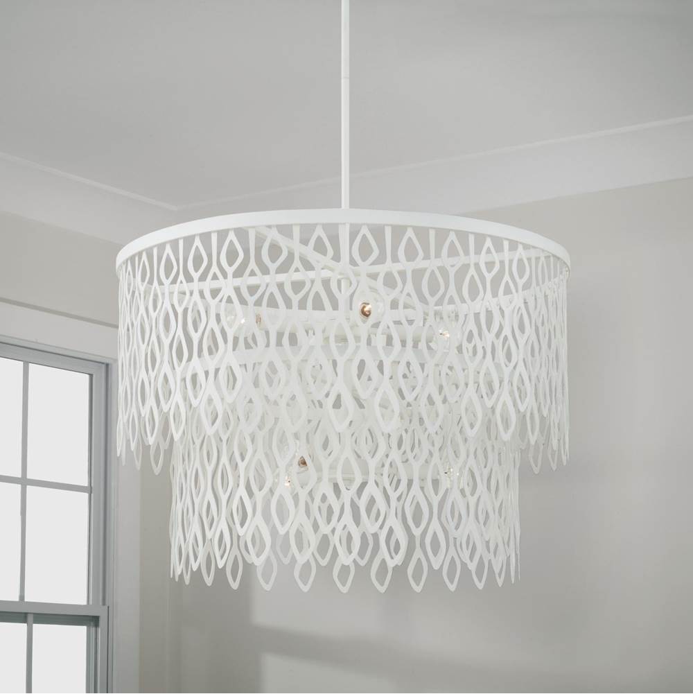 Capital Lighting 352971WE Matte White 27w X 30.5h 7-light Lasercut Two-tier Metal Pendant In Matte White Modern Motif Image 5