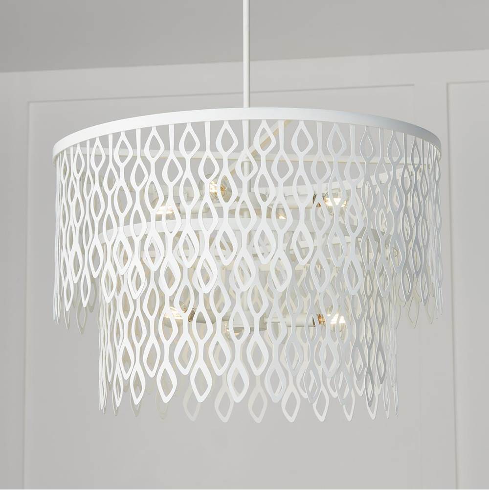 Capital Lighting 352971WE Matte White 27w X 30.5h 7-light Lasercut Two-tier Metal Pendant In Matte White Modern Motif Image 7