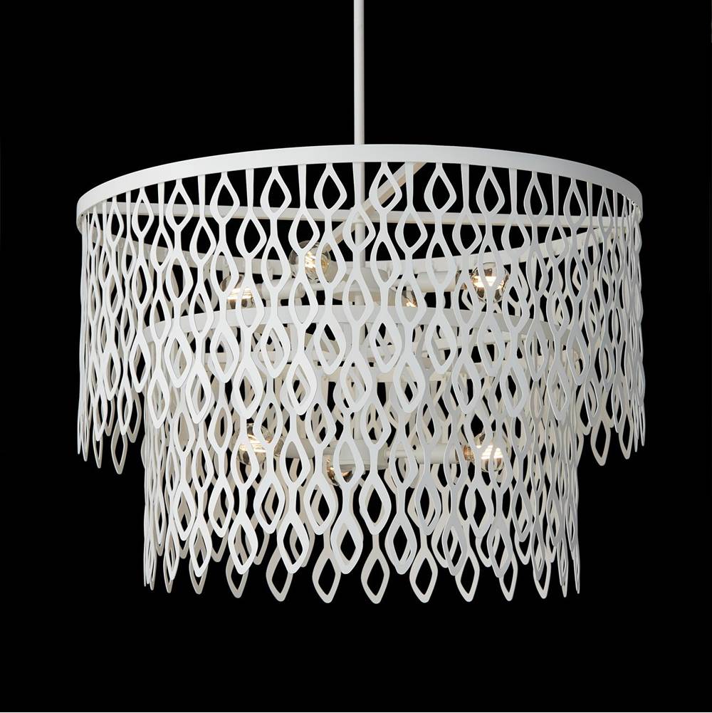 Capital Lighting 352971WE Matte White 27w X 30.5h 7-light Lasercut Two-tier Metal Pendant In Matte White Modern Motif Image 4