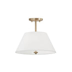 Capital Lighting Parson 15''w X 13.25''h 3-light Dual Mount Pendant In Matte Brass With White Fabric Shade And Glass Diffuser