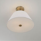 Capital Lighting 353231MA Matte Brass 15''w X 13.25''h 3-light Dual Mount Pendant In Matte Brass With White Fabric Shade And Glass Diffuser Image 4