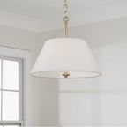 Capital Lighting 353231MA Matte Brass 15''w X 13.25''h 3-light Dual Mount Pendant In Matte Brass With White Fabric Shade And Glass Diffuser Image 5