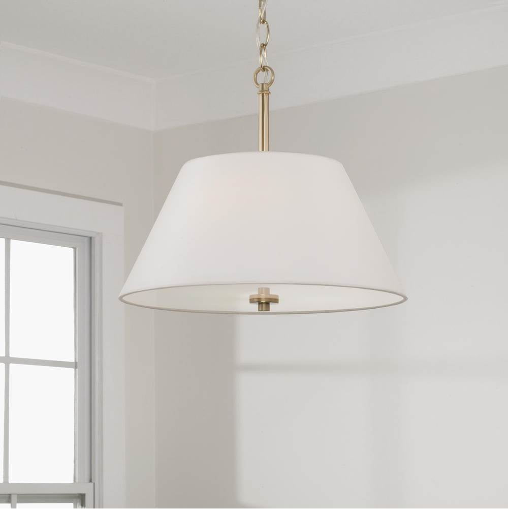 Capital Lighting 353231MA Matte Brass 15''w X 13.25''h 3-light Dual Mount Pendant In Matte Brass With White Fabric Shade And Glass Diffuser Image 5