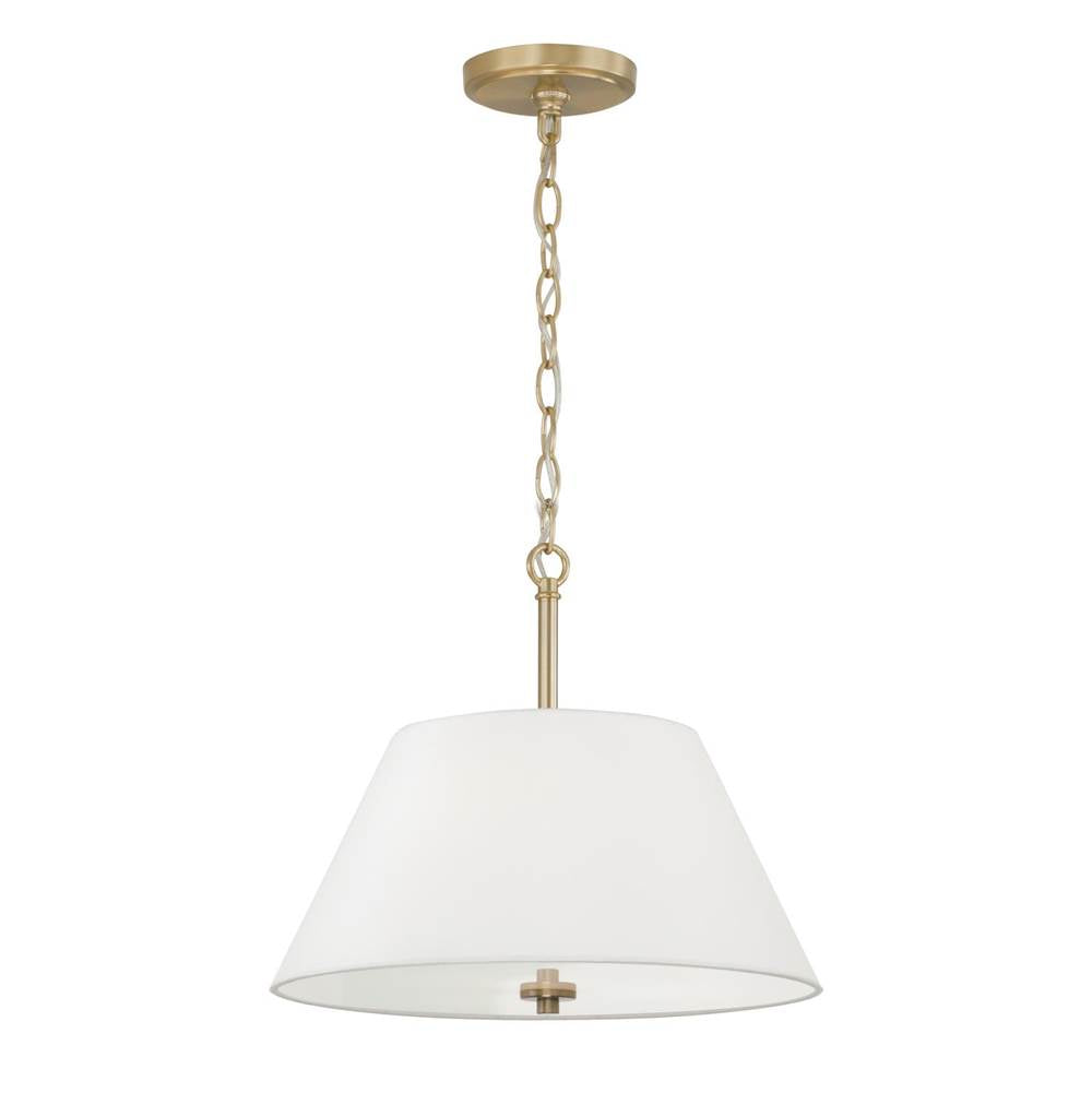 Capital Lighting 353231MA Matte Brass 15''w X 13.25''h 3-light Dual Mount Pendant In Matte Brass With White Fabric Shade And Glass Diffuser Image 1