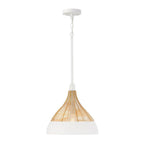 Capital Lighting 353911WE Matte White 14'' W X 13'' H 1-light Boho Pendant In Matte White With Handcrafted Natural Rattan Image 1