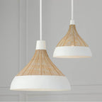 Capital Lighting 353911WE Matte White 14'' W X 13'' H 1-light Boho Pendant In Matte White With Handcrafted Natural Rattan Image 2