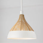 Capital Lighting Kali 14'' W X 13'' H 1-light Boho Pendant In Matte White With Handcrafted Natural Rattan
