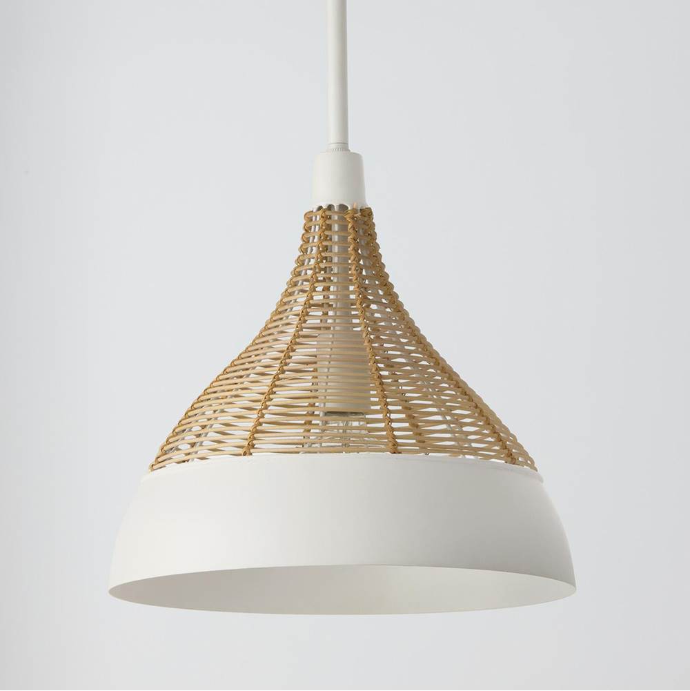 Capital Lighting 353911WE Matte White 14'' W X 13'' H 1-light Boho Pendant In Matte White With Handcrafted Natural Rattan Image 4
