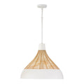 Capital Lighting 353912WE Matte White 22'' W X 18'' H 1-light Boho Pendant In Matte White With Handcrafted Natural Rattan Image 1