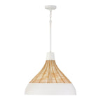 Capital Lighting 353912WE Matte White 22'' W X 18'' H 1-light Boho Pendant In Matte White With Handcrafted Natural Rattan Image 1