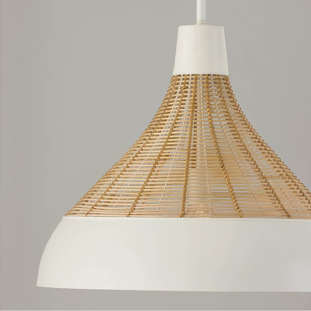 Capital Lighting 353912WE Matte White 22'' W X 18'' H 1-light Boho Pendant In Matte White With Handcrafted Natural Rattan Image 4