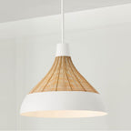 Capital Lighting Kali 22'' W X 18'' H 1-light Boho Pendant In Matte White With Handcrafted Natural Rattan