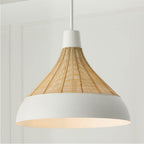 Capital Lighting 353912WE Matte White 22'' W X 18'' H 1-light Boho Pendant In Matte White With Handcrafted Natural Rattan Image 3