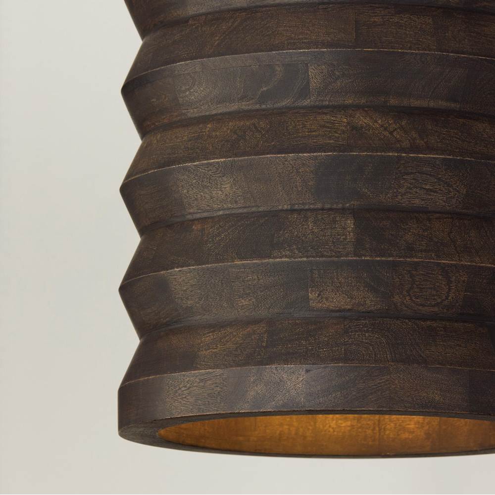 Capital Lighting 354011EB Espresso Stain,Black 14'' W X 18'' H 1-light Pendant In Matte Black And Handcrafted Mango Wood In Espresso Stain Image 2