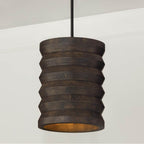 Capital Lighting Dunn 14'' W X 18'' H 1-light Pendant In Matte Black And Handcrafted Mango Wood In Espresso Stain