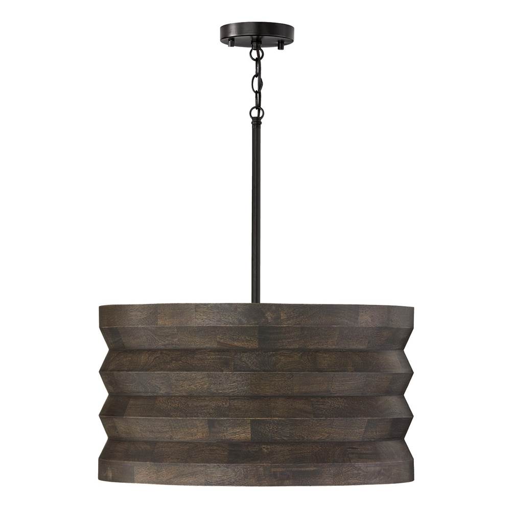 Capital Lighting 354041EB Espresso Stain,Black 22'' W X 12'' H 1-light Pendant In Matte Black And Handcrafted Mango Wood In Espresso Stain Image 1