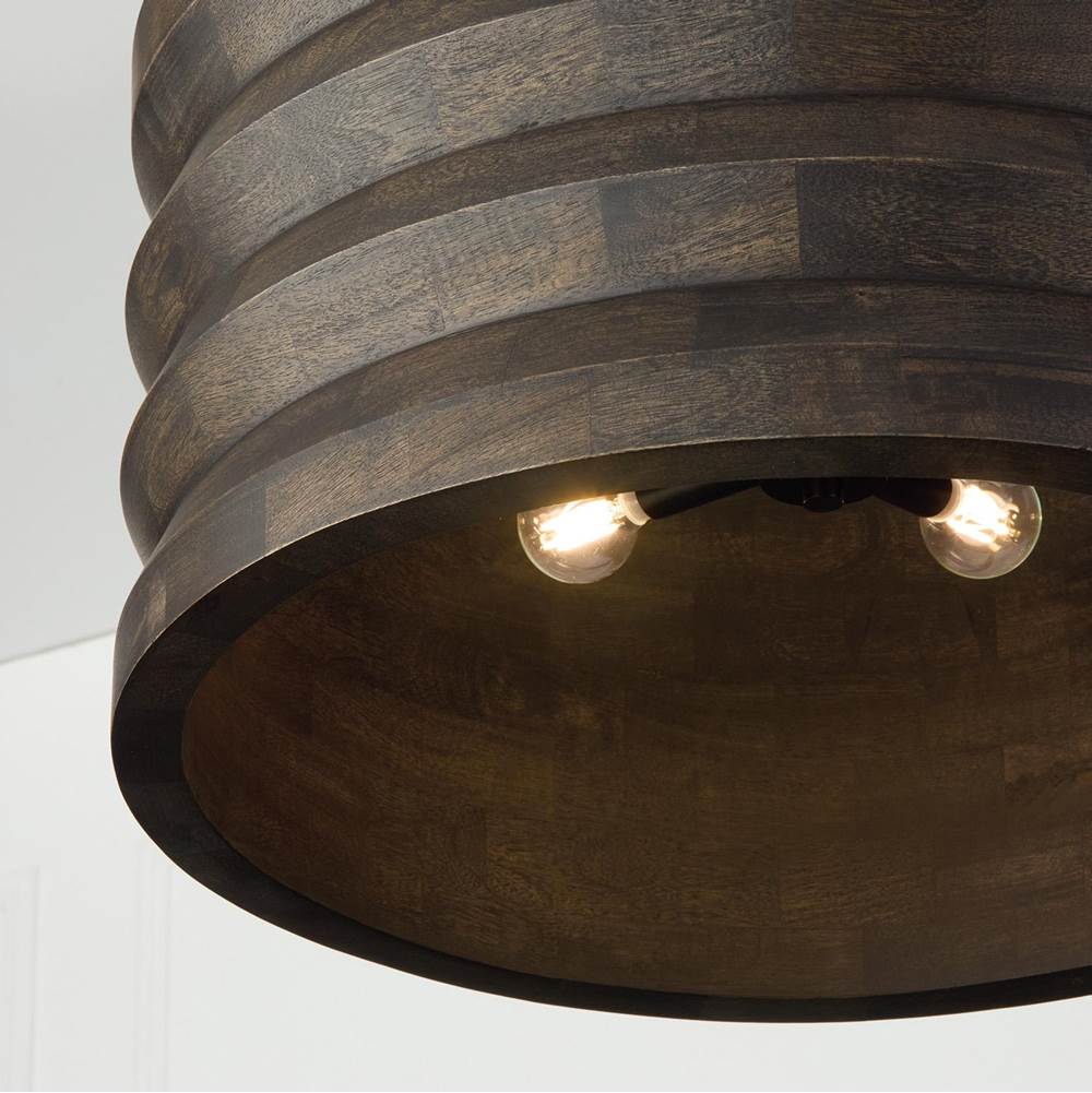 Capital Lighting 354041EB Espresso Stain,Black 22'' W X 12'' H 1-light Pendant In Matte Black And Handcrafted Mango Wood In Espresso Stain Image 3
