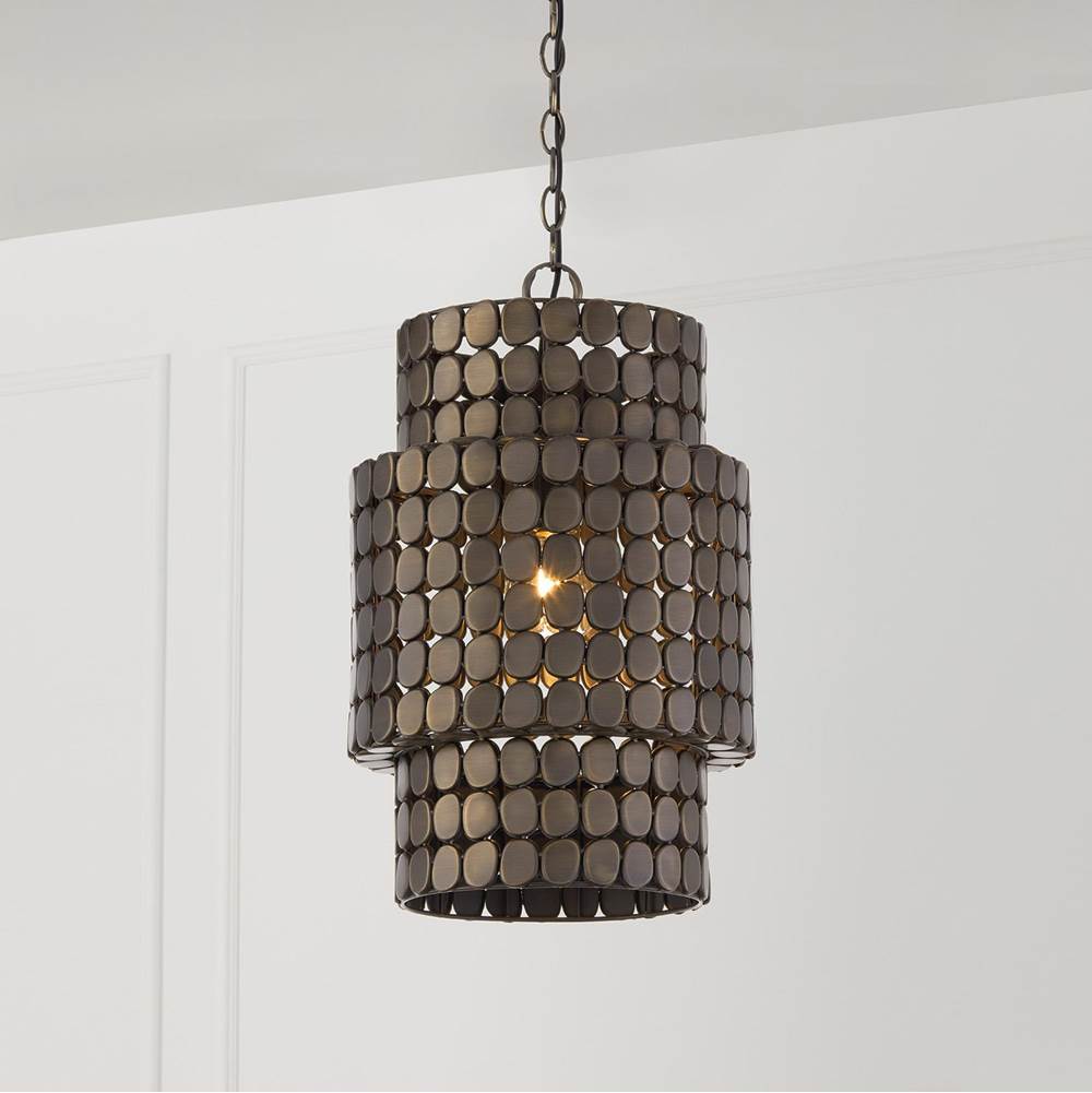 Capital Lighting Eliana 13'' W X 21'' H 1-light Medallion Cylindrical Pendant In Dark Brass