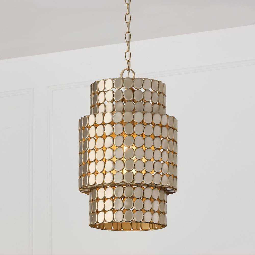 Capital Lighting Eliana 13'' W X 21'' H 1-light Medallion Cylindrical Pendant In Dark Brass