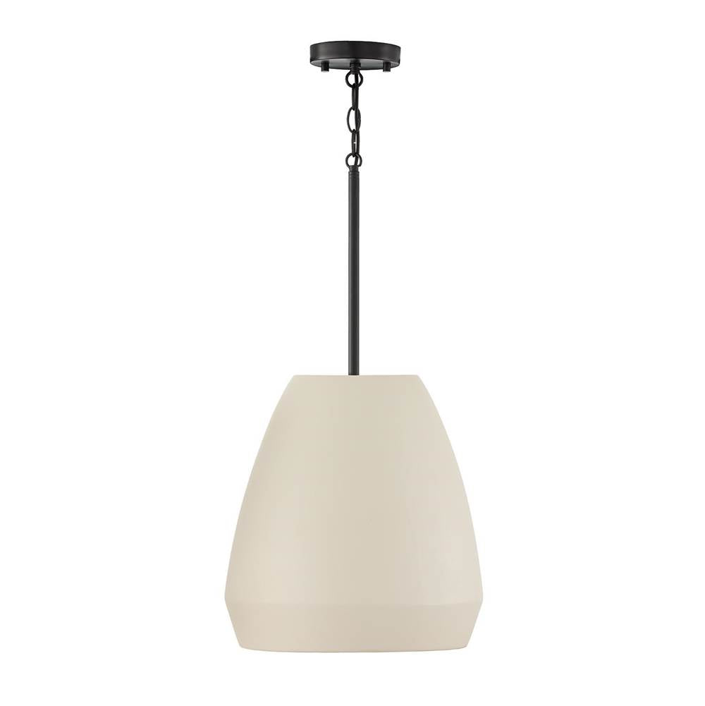 Capital Lighting 354211IV Terracotta Ivory 14'' W X 15'' H 1-light Handcrafted Terracotta Pendant In Ivory And Matte Black Image 1