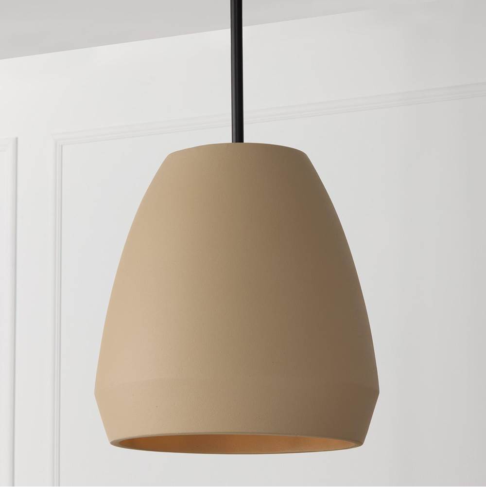 Capital Lighting Della 14'' W X 15'' H 1-light Handcrafted Terracotta Pendant In Ivory And Matte Black