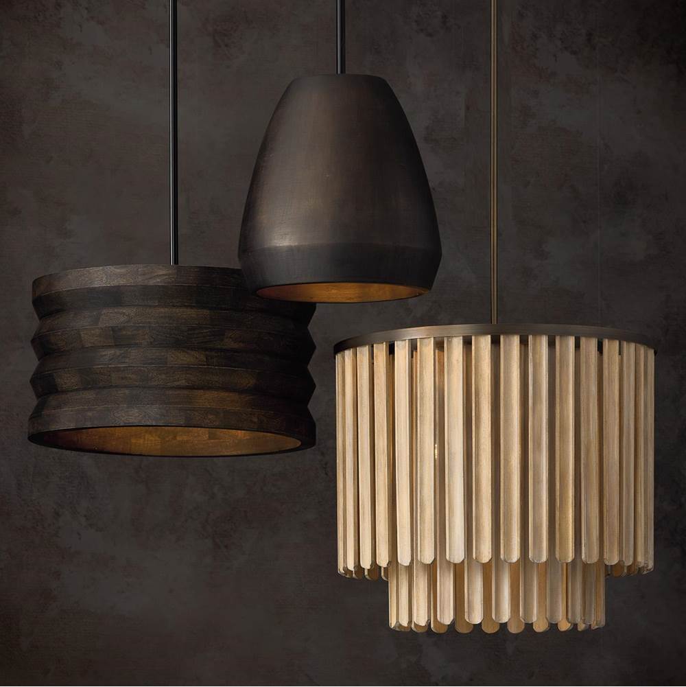 Capital Lighting 355651DR Dark Brass 24'' W X 21'' H 5-light Pendant In Dark Brass With Handcrafted Mango Wood In Nordic Grey Stain Image 3