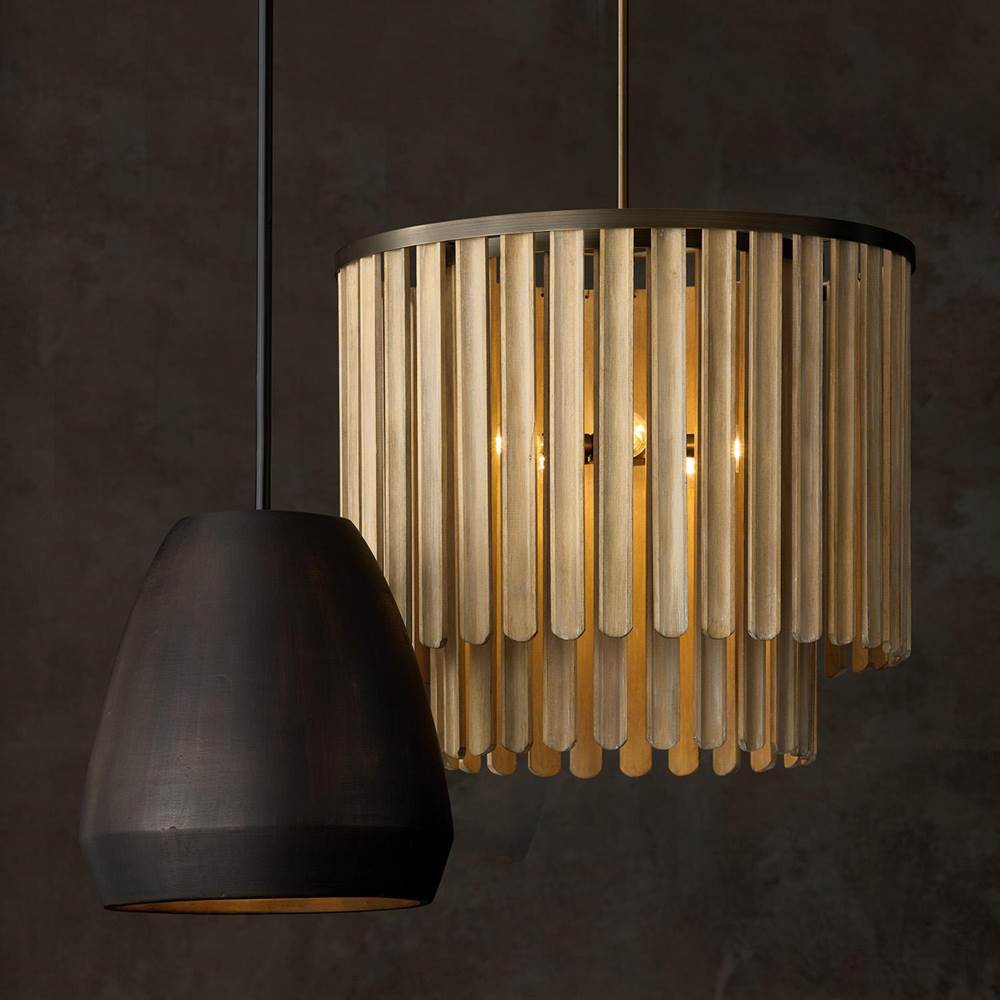 Capital Lighting 355651DR Dark Brass 24'' W X 21'' H 5-light Pendant In Dark Brass With Handcrafted Mango Wood In Nordic Grey Stain Image 2