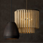Capital Lighting 355651DR Dark Brass 24'' W X 21'' H 5-light Pendant In Dark Brass With Handcrafted Mango Wood In Nordic Grey Stain Image 2