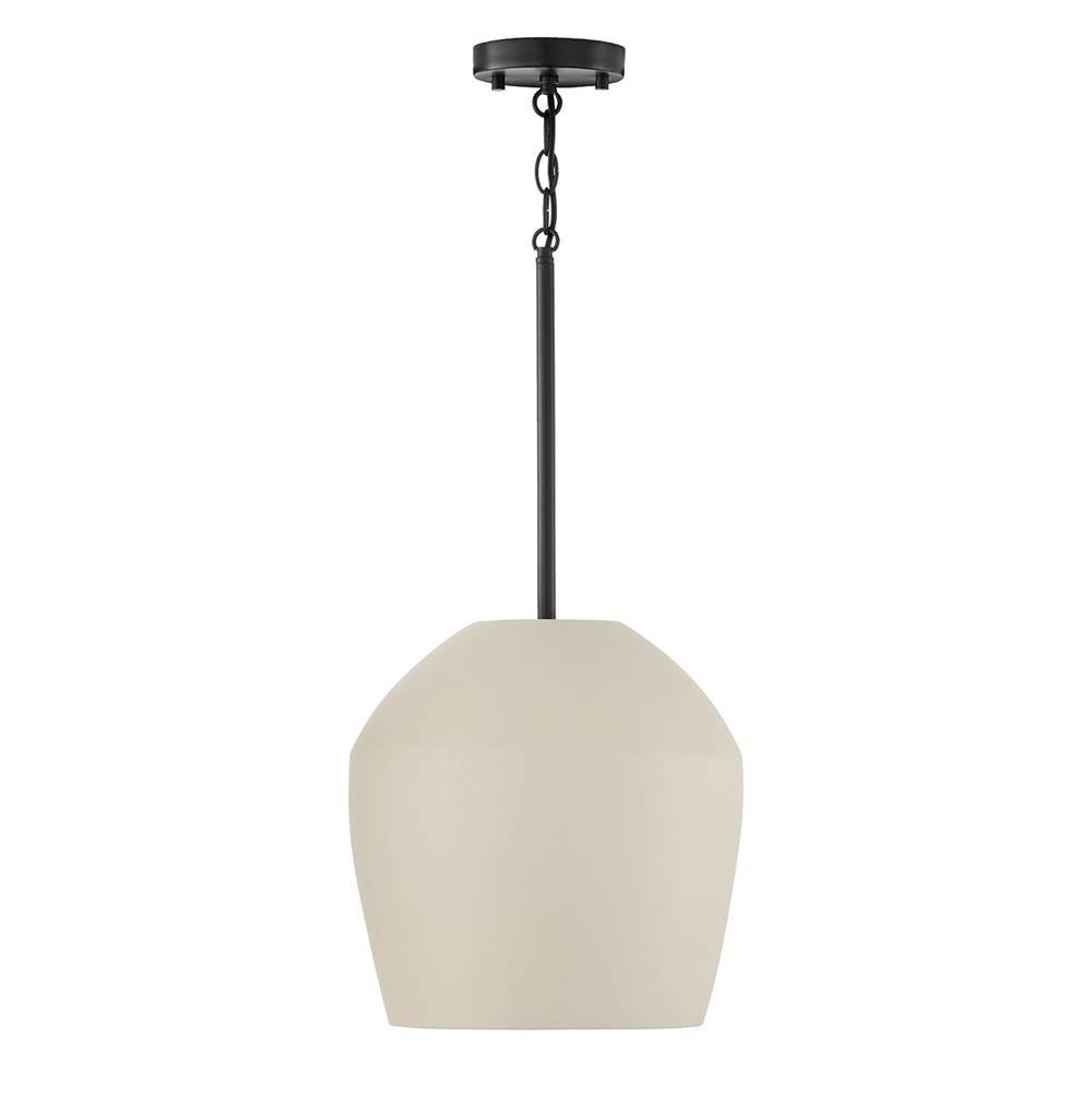 Capital Lighting 354212IV Terracotta Ivory 12.5'' W X 14'' H 1-light Handcrafted Terracotta Pendant In Ivory And Matte Black Image 1