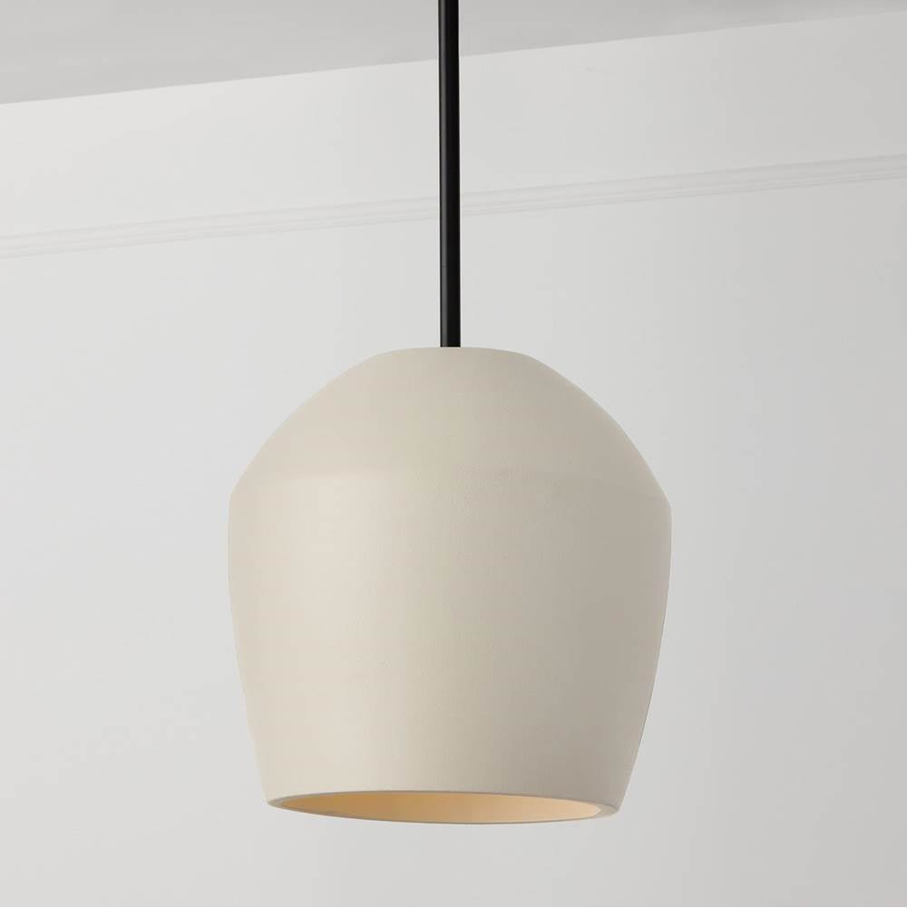 Capital Lighting Della 12.5'' W X 14'' H 1-light Handcrafted Terracotta Pendant In Ivory And Matte Black