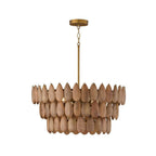 Capital Lighting 354441LW Light Wood,Patinaed Brass 24.5'' W X 8.75'' H 4-light Pendant In Hand-distressed Patinaed Brass And Handcrafted Mango Wood Image 1
