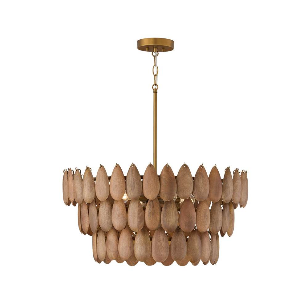 Capital Lighting 354441LW Light Wood,Patinaed Brass 24.5'' W X 8.75'' H 4-light Pendant In Hand-distressed Patinaed Brass And Handcrafted Mango Wood Image 1