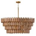 Capital Lighting 354461LW Light Wood,Patinaed Brass 37'' W X 13'' H 6-light Pendant In Hand-distressed Patinaed Brass And Handcrafted Mango Wood Image 1