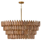 Capital Lighting 354461LW Light Wood,Patinaed Brass 37'' W X 13'' H 6-light Pendant In Hand-distressed Patinaed Brass And Handcrafted Mango Wood Image 1