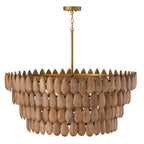 Capital Lighting 354461LW Light Wood,Patinaed Brass 37'' W X 13'' H 6-light Pendant In Hand-distressed Patinaed Brass And Handcrafted Mango Wood Image 2
