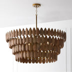 Capital Lighting 354461LW Light Wood,Patinaed Brass 37'' W X 13'' H 6-light Pendant In Hand-distressed Patinaed Brass And Handcrafted Mango Wood Image 4