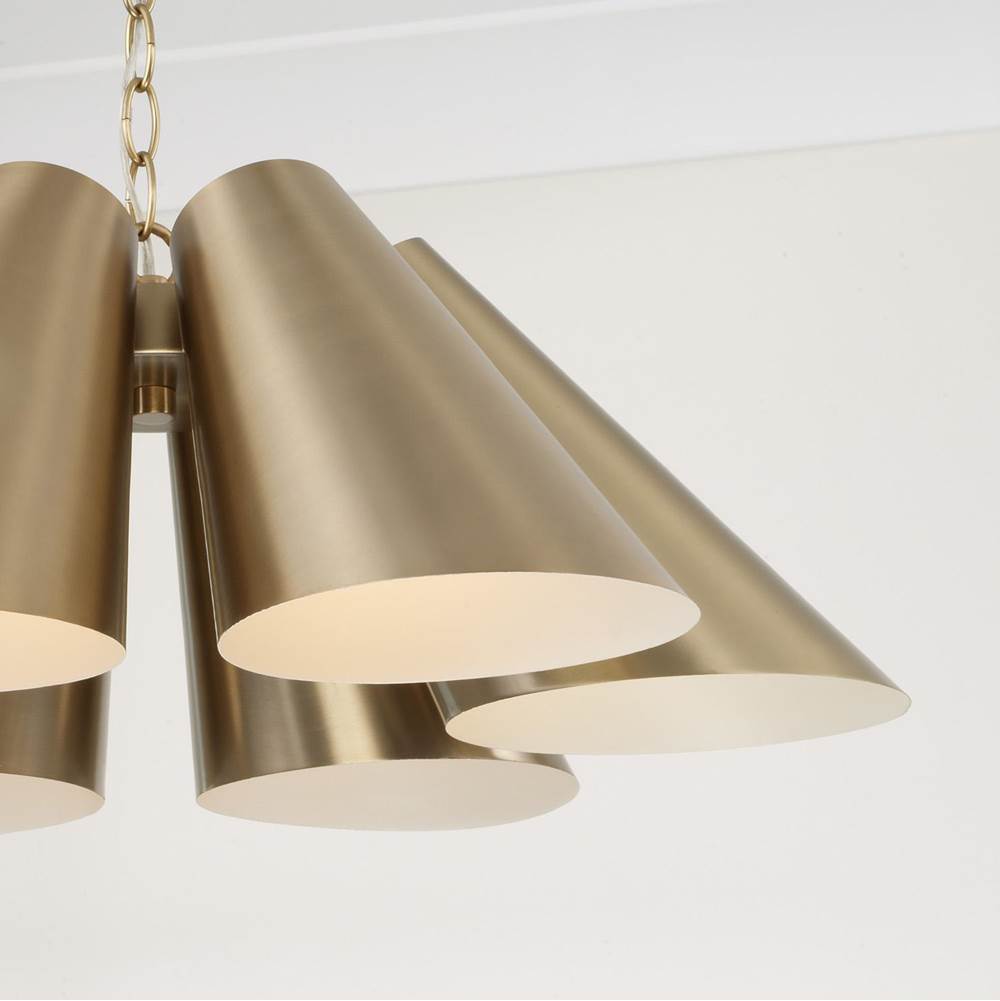 Capital Lighting 354961MA Matte Brass 27.75'' W X 8.5'' H 6-light Modern Pendant In Matte Brass With Painted White Interior Image 3