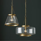 Capital Lighting 355312AD Aged Brass 14.5'' W X 20.25'' H 1-light Cone Pendant In Aged Brass With Organic Hammered Glass Image 3