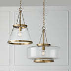 Capital Lighting 355312AD Aged Brass 14.5'' W X 20.25'' H 1-light Cone Pendant In Aged Brass With Organic Hammered Glass Image 4