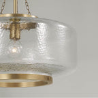 Capital Lighting 355311AD Aged Brass 19.75'' W X 20.25'' H 1-light Cloche Pendant In Aged Brass With Organic Hammered Glass Image 5