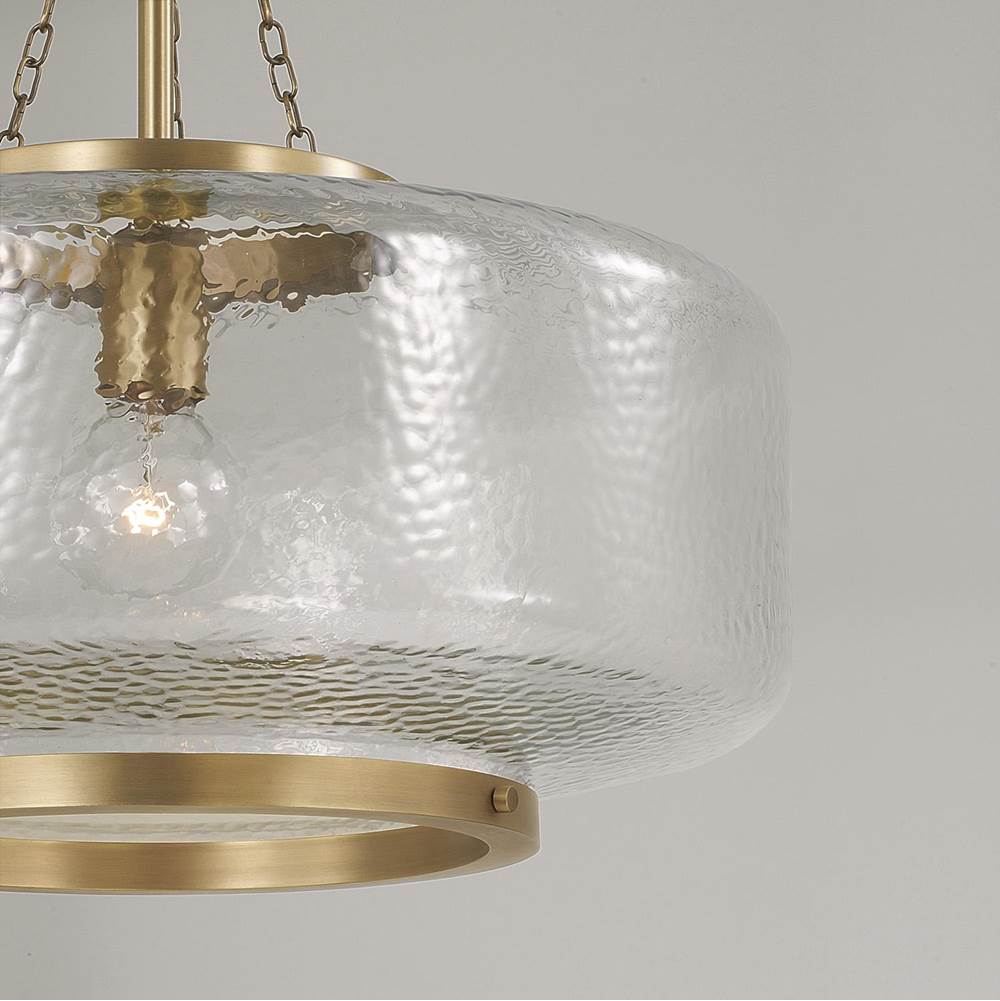 Capital Lighting 355311AD Aged Brass 19.75'' W X 20.25'' H 1-light Cloche Pendant In Aged Brass With Organic Hammered Glass Image 5