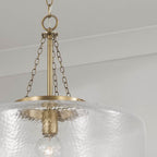 Capital Lighting 355311AD Aged Brass 19.75'' W X 20.25'' H 1-light Cloche Pendant In Aged Brass With Organic Hammered Glass Image 4
