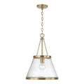 Capital Lighting 355312AD Aged Brass 14.5'' W X 20.25'' H 1-light Cone Pendant In Aged Brass With Organic Hammered Glass Image 1