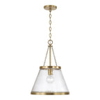 Capital Lighting 355312AD Aged Brass 14.5'' W X 20.25'' H 1-light Cone Pendant In Aged Brass With Organic Hammered Glass Image 1