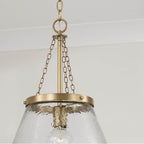 Capital Lighting 355312AD Aged Brass 14.5'' W X 20.25'' H 1-light Cone Pendant In Aged Brass With Organic Hammered Glass Image 5