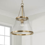 Capital Lighting Landon 14.5'' W X 20.25'' H 1-light Cone Pendant In Aged Brass With Organic Hammered Glass