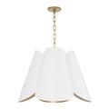Capital Lighting Maeve 26.75'' W X 18.75'' H 4-light Modern Botanical Pendant In Matte White With Painted Matte Brass Interior And Rectangular Designer Chain