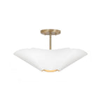 Capital Lighting Maeve 18.75'' W X 6.5'' H 4-light Modern Botanical Dual Mount Pendant In Matte White With Painted Matte Brass Interior And Square Designer Chain